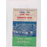 Football autographs, programme from the Aston Villa v Manchester United FA Cup Final 1957, signed to