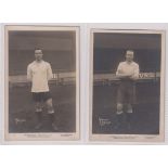Postcards, Football, Tottenham Hotspur, 2 photographic cards from the International Spurs Players