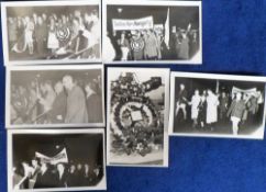 Photographs, Hungary, 6 postcard size b/w photo's showing protest march in London 1950's with