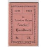 Football handbook, Tottenham Hotspur Handbook, 1931/32 season (gd) (1)