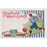 Postcard, Football, Sheffield Wednesday, art style card by Dainty, (message to reverse but not pu,