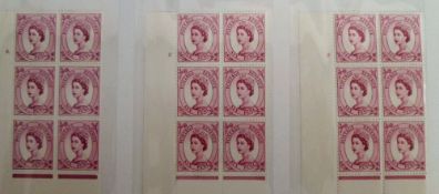 Stamps, GB QEII collection of Wilding cylinder blocks housed in a red Lighthouse album with values