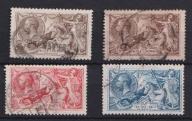 Stamps, KGV 1918 Seahorses to 10/- used-fine used. SG415-417 cat £460