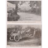 Postcards, Warwickshire, 2 printed cards showing scenes from a motor accident at Sunrising Hill 10