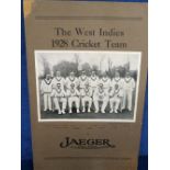 Cricket, West Indies selection inc. large shop display advert for Jaeger Wool showing 1928 West