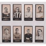 Cigarette cards, Smith's, Footballers (Titled, Dark Blue Backs), 8 cards, nos 1, 16, 17 (fair),