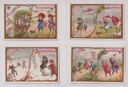 Trade cards, Liebig, Types of Weather I, ref S434, French language (set, 6 cards) (gd)