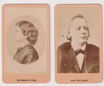 Cartes de Visite, USA Henry Beecham and Elizabeth Tilton. Beecher/Tilton affair 1870s (gd) (2)