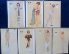 Postcards, Kirchner, a selection (set) of early Art Deco period glamour cards illustrated by Raphael