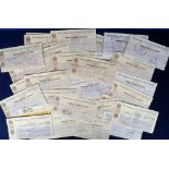 Football memorabilia, Birmingham City, a collection of 48 Midland Bank cheques, mostly 1970's all