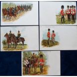 Postcards, Military, a selection of 5 early military chromos illustrated by F. O'beirne, inc. Hon