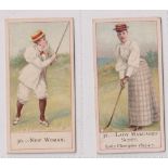 Cigarette cards, Cope's, Cope's Golfers, two cards, no 30 'New Woman' & no 32 'Lady Margaret