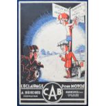 Postcard, Advertising, Motor Cycling, unusual French comedy caricature advert for C.A.B., by