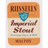 Beer label, Russells', Malton, Imperial Stout, vertical rectangular (vg/mint)