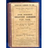 Cricket, John Wisden's Cricketers' Almanac for 1906, has been rebound in brown coloured hard cover