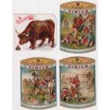 Trade Cards, 4 cards to comprise 3 Cibils die cut tin shaped 'Extractum Carnis' cards featuring