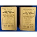 Cricket, 2 x John Wisden's Cricketers' Almanacs. Softbacks, 1936 some chips and age toning to