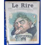 Le Rire French Magazine, approx. 25 issues dating from 1900 with colour front and back pages (have