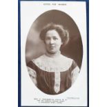 Postcard, Suffragettes, RP, oval portrait of Mrs E. How-Martyn, Hon. Sec. Women’s Freedom League,