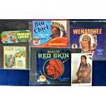 Advertising, Native American Indians, 16 advertising items to comprise 15 colourful vintage fruit