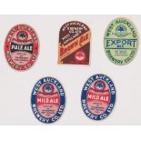 Beer labels, West Auckland Brewery Co Ltd, a selection of 5 labels (including a duplicate) for