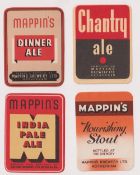 Beer labels, Mappin's Brewery Rotherham, 4 rectangular labels, India Pale Ale, Nourishing Stout,