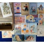 Postcards, a large collection of approx. 550 illustrated cards of children. Artists include