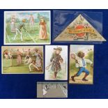 Trade cards, Tennis, 6 non-insert tennis related advertising cards, various sizes & designs inc.