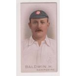 Cigarette card, Wills, Cricketers 1896, type card, Baldwin H., Hampshire (vg) (1)