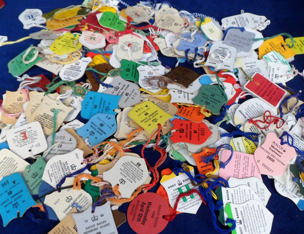 Horseracing, a collection of 350+ cardboard entry badges all relating to Ascot 1970's onwards (vg)