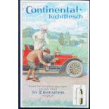 Postcard, Advertising, Motoring, advert for Continental Luchtflesh (air cylinder), artist drawn