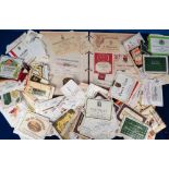 Wine Labels, approx. 350 1960s/70s European wine labels and bottle neck labels, wide variety of