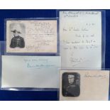 Autographs, a military and navel selection of 4 items, 2 early postcards featuring General Sir
