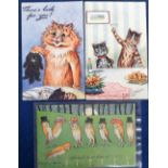 Postcards, a Louis Wain illustrated selection of 3 cards inc. Owls 'We shall be at home at ….', '