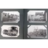 Photographs, Rail, a vintage corner mount album containing 65 postcard sized b/w photos of