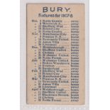 Cigarette card, Football, Casket Cigarette Tobacco & Cigarette Co, Football Fixture Cards, type