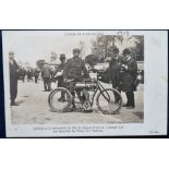 Postcard, Motor Cycle Racing, RP, Paris to Madrid, Lesna with his Peugeot 3.5 hp, ub, by N.D. (