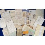 Autographs, a collection of 30+ signed letters and autographs to include Charles Kingsley 1819-