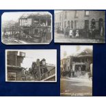 Postcards, Suffolk, 4 RP's, Zeppelin bombardment/raid on Lowestoft, 25th April 1915 (one with
