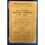 Cricket, John Wisden's Cricketers' Almanac for 1920, softback (some tears, chips and creasing to