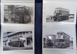 Photographs, Buses, 2 modern albums containing approx. 180 postcard sized b/w images of London buses