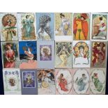 Postcards, Art Nouveau, glamour selection of approx. 35 cards inc. Elizabeth Sonrel, Corso di