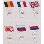 Cigarette cards, Wills, Overseas, Flags of the Allies, Shaped, (set, 6 cards) (gen gd)