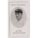 Cigarette card, Taddy, County Cricketers, Northamptonshire, type card, M. Cox (vg) (1)