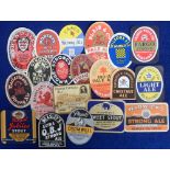 Beer labels, a good mixed selection of 20 labels, various shapes, sizes and brewers, including