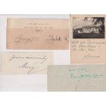 Autographs, a selection of 5 Royalty signatures inc. a clipped signature of Mary Princess Royal,