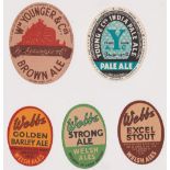 Beer labels, a selection of 10 vertical oval labels, Webbs, Welsh Ales, Strong Ale, Golden Barley