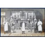 Postcard, Cheshire, Wirral, RP, H.W. Hine butchers Shop Front Seacombe (slight acm o/w gd) (1)