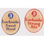 Beer labels, James Deuchar Ltd, two scarce 72mm high labels for Lochside Strong Ale & Lochside Sweet