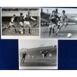Football autographs, Manchester United, three b/w photographs, being later reprints from earlier